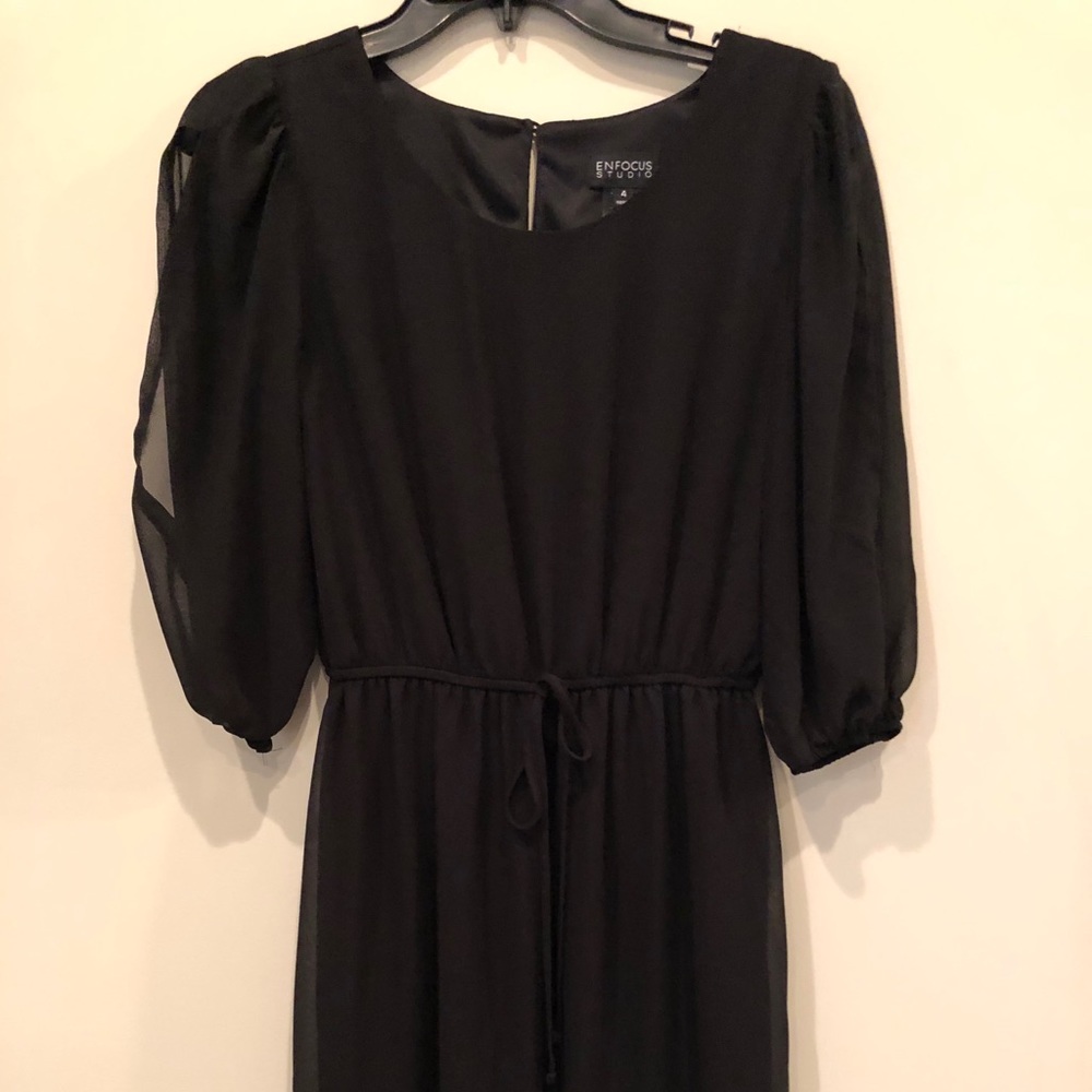 Black 3/4 length sleeve cocktail dress